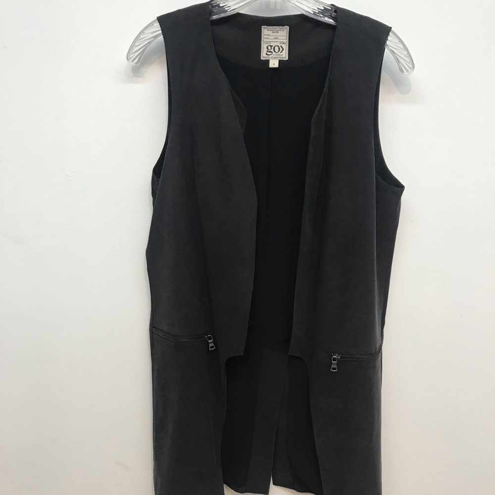 Gosilk hi-low cutout vest blazer